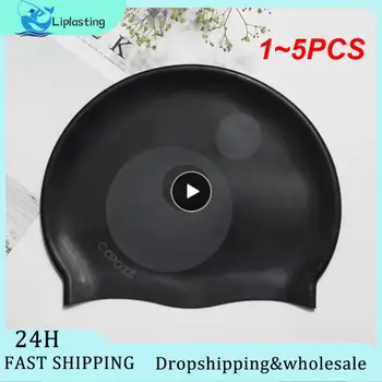 1 ~ 5ШТ Copozz Еластична Силиконова гума Водоустойчива Защита Ушите Дълга Коса Спортна шапка за басейна, Шапка за плуване в Голям размер за мъже