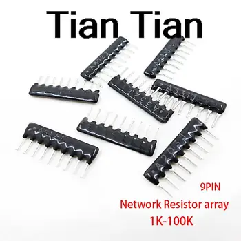 10 бр. Блок мрежови резистори с изключение на потапяне 9pin 47 100 220 330 470 510 680 1K 1.2 K 1.5 K 2K 2.2 K 3.3 K 4.7 K 5.1 K 5.6 K 10K 100K Ома