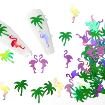 10 грама Летни декорации за дизайн на ноктите в Океанското стил, Фламинго, Кокосови палми, пайети, на Люспи за нокти, Плажни Аксесоари за Маникюр 2023