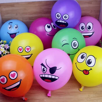 10шт 12-Инчови Цветни Балони Сладки Забавни Големи Очи, Усмивка, Латексный балон, Украса за Сватба, Рожден Ден, балон за Душата на Детето