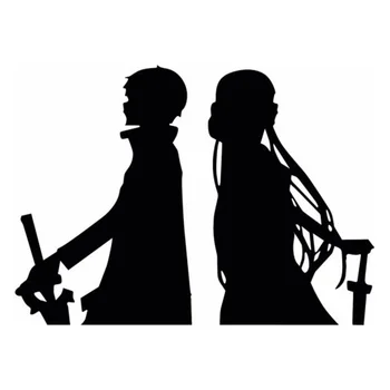 14 см. * 10 см Sword Art Online (Sao) Kirito Asuna Стикер за автомобил, Автомобилни аксесоари, Винил KK, Черен/сребрист