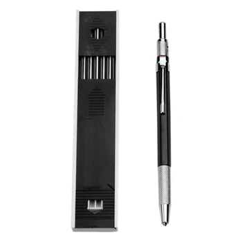 2 елемента Механичен молив 2,0 мм, Грифельный молив за груб рисуване, Плотницкое ръкоделие, художествени скици С 24 бр дресинг - Черен