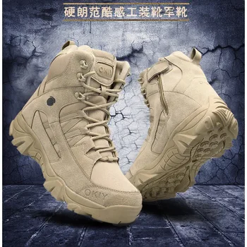 2023 Военни ботильоны, мъжки улични тактически армейските обувки от естествена кожа, работната безопасна обувки за мъже, ежедневни туризъм обувки Hiver