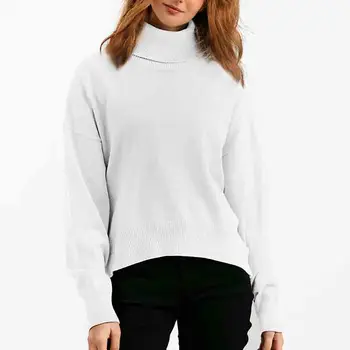 2023 Есенно-Зимния Тънък Сгъсти Пуловер с висока воротом, Реколта на основни възли блузи с дълги ръкави, Всекидневни пуловер за дамите, Шик Скок