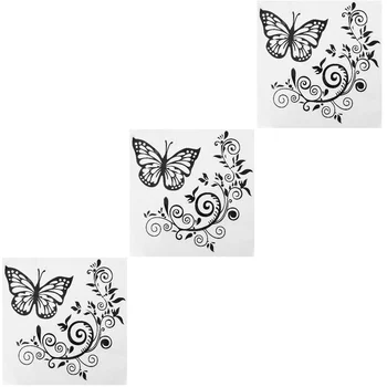3 комплекта цвете лоза пеперуда автомобили стикер за декоративно прозорец PVC Auto кола