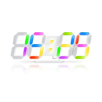 3D Led Дигитални Стенни Часовници Rgb Clock Светлинна Тенис alarm clock Time Date Настолни Часовници с Управлението на приложение Спалня