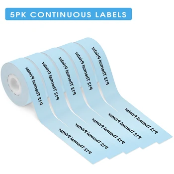 5 парчета на Непрекъсната Етикети за принтер P12 Mini Label Maker, Термопринтер за залепване на етикети, Водоустойчив термоэтикеточная лента, хартия