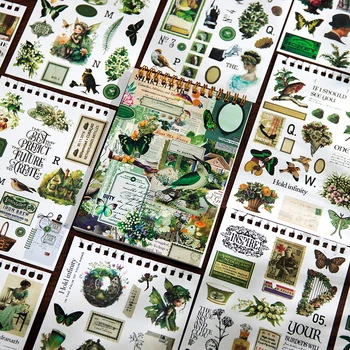50 Бр Реколта чанта с ботанически стикери, поредица от Книги за Живота, Декоративни етикети, Етикети за албума, на Фона на Scrapbooking, Канцеларски материали за Бродерия