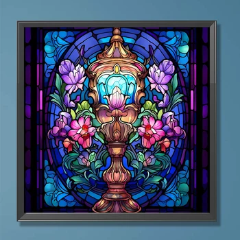5D САМ, пълна кръгла бормашина, Диамантена живопис, Цветен свещ, Витражное стъкло за дома