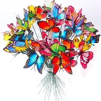 6 см, 50 бр/компл., цветни градински декоративни игли с пеперуди, Имитация на Пеперуда, Нож за декорация на цветя саксията На открито, Украшение