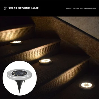 8LED Дисков лампа на слънчевата енергия, открит градина, Слънчев подземен лампа, осветление на палубата, скрита Слънчева led лампа, градински интериор