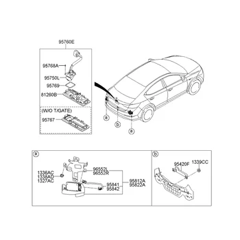 95760-F2001 Дръжка на задната врата на Камерата за обратно виждане 95760-F2300 за Hyundai Elantra 2017 + Резервно помещение Система за помощ при паркиране на багажника