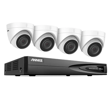 ANNKE 4CH 5MP POE Система от камери за видеонаблюдение H. 265 + 8MP NVR С 5-Мегапикселова камера Сигурност Комплект за Видеонаблюдение Аудиозапис IP камери