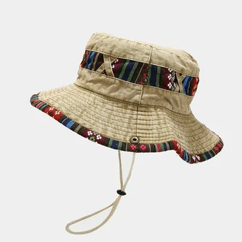 Amazon Нова выстиранная старата широка периферия шапка в етнически стил, голяма обиколка на главата, Пролетно-лятна градинска шапка за скално катерене и риболов Sunsha