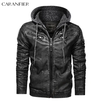 CARANFIER/ Нова мъжки дрехи, Якета, палта, Мотоциклетът байкерская дрехи от изкуствена кожа, Мъжко класическо зимно палто, мъжки кожа яке