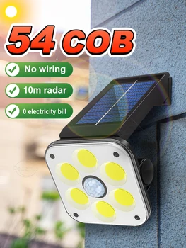 COB Лампа на Слънчевата Енергия Сензор за Движение-LED Уличен Фенер 3 Режима Водоустойчив Открит Супер Ярък Монтиране на Гараж Градина Краси Осветление