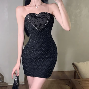 COIGARSAM/ модно дамско секси рокля 2023, летни офис женски обикновена черна рокля с деколте лодка