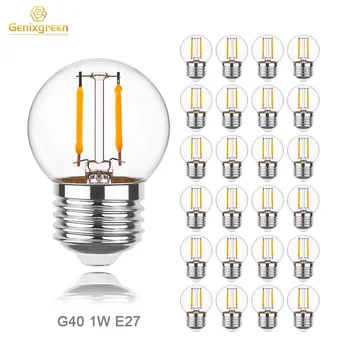 E27 1 Watt Led Нощна лампа с регулируема яркост, G40, което е равно на 10 W, Реколта крушка на Едисон ниска Мощност за полилея, венец за тоалетна масичка