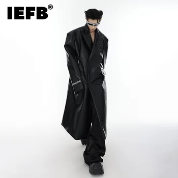 IEFB 2023, Есен Ново Мъжко палто, Нишевый дизайн, Модни Windbreakers на рамото от изкуствена кожа, Двубортный Дълъг тренч 9C1315