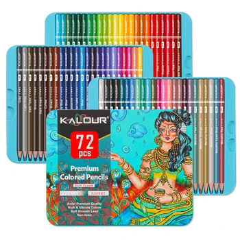 KALOUR 72 бр. Комплект цветни моливи премиум-клас, мек грифель, ярки цветове, молив за чертане, colorization слоеве и скици