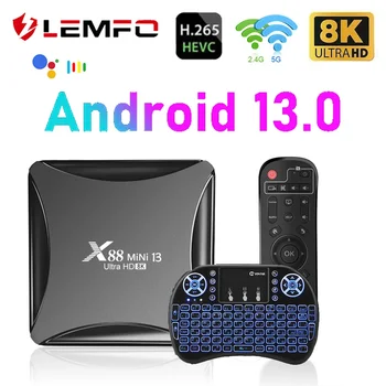 LEMFO Smart TV BOX 2023 Нов X88 13 Мини RK3528 Android 13,0 2,4 G 5G Двойна Поддръжка на WIFI 4K 8K мултимедиен плейър Vedio Телеприставка
