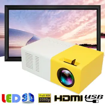 Led мини-прожектор J9 Pro 480x360 пиксела, Поддържа 1080P HDMI-съвместим USB аудио Портативен домашен мултимедиен плейър