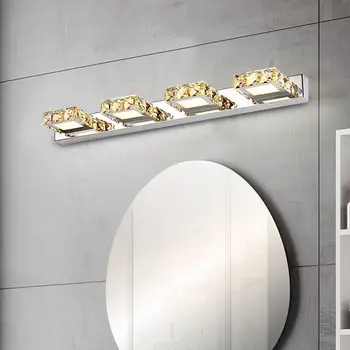 Led светлини за огледало в банята, 4 led кристални огледала, предни фарове за тоалетна масичка, стенен лампа за грим
