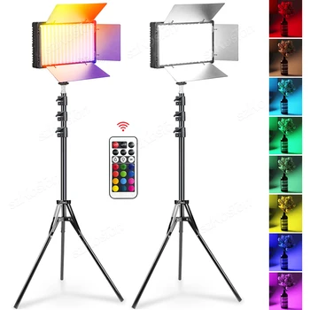 RGB Led лампа за камери с Осветление За видео игри Youbute на Живо С Регулируема Яркост 3200 K-5600 K Панел Лампа За фото студио С дистанционно Батерия