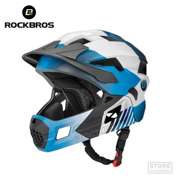 ROCKBROS Велосипеден шлем за деца, Велосипеди шлем, с пълно покриване на лицето, МТБ, Планински шоссейный под наем, PC EPS, спортни защитни каски за скейтборд