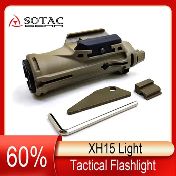 SOTAC-GEAR Тактически фенер XH15, Оръжеен Ловен Скаут фенер, бял светодиод за рейки 20 мм