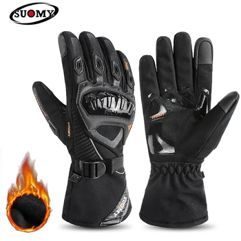 SUOMY Професионални мотоциклетни зимни ръкавици, непромокаеми ръкавици за каране на мотор, ръкавици за мотокрос със сензорен екран, топли