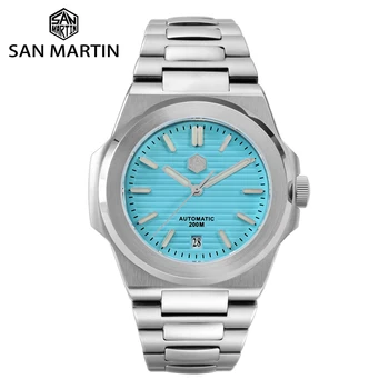 San Martin, мъжки Сапфировые часовници на марката 42 мм, с най-каишка, Мъжки часовник за гмуркане, Модерен Класически Луксозни Автоматични механични часовници, Водоустойчиви 200 м