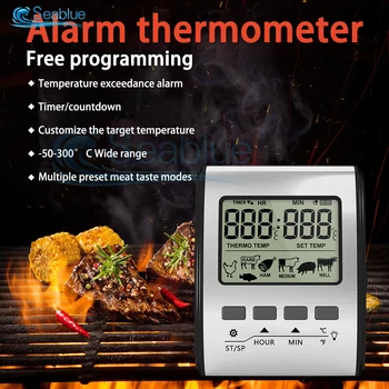 TP401 50 ~ 300 ℃ Термометър с цифров дисплей, Кухненски сонда за фурната, температурата монитор, термометър за барбекю, Настройка на температурата за аларма