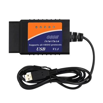 USB ELM327 V1.5 OBD2 код Скенер USB V1.5 Авто диагностичен кабел CH340T Диагностичен Тестер PIC18F25K80 Чип ELM 327 USB Интерфейс