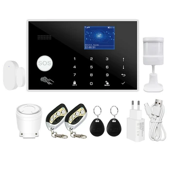 Wifi GSM Аларма Sasha Умен дом, екран, сензорна клавиатура, Домашни алармени системи, Поддръжка на гласово включване, Штепсельная вилица ЕС