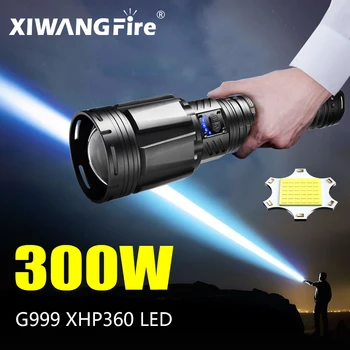 XIWANGFIRE G999 Мощен led фенерче USB Акумулаторна лампа с Висока мощност, тактически фенер на далечни разстояния за къмпинг, Лов