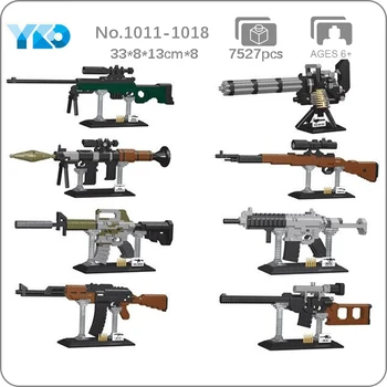 YKO AK47 Assalut Пушка, Снайперский пистолет, Ракетните оръжия Gatling С витрина, 3D Мини Диамантени блокове, Тухли, Строителна играчка, подарък Без кутия