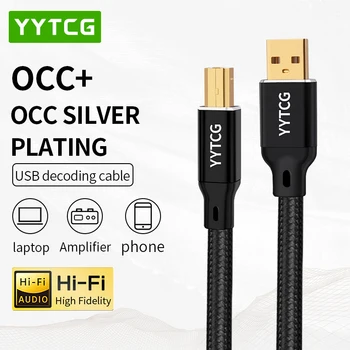 YYTCG Hi-Fi USB кабел за Високо Качество OCC със сребърно покритие КПР A-B и C-B, C-C Цифров AB Аудио Тип A и Тип B Hi-Fi USB кабел Typec