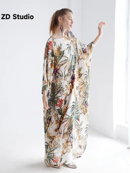 [ZD Studio] Темпераментна Жена халат за отслабване, Свободно Дълга Рокля Голям размер, Пролет-есен 2023