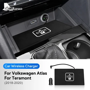 Автомобилното Безжично зарядно устройство с мощност 15 W за Volkswagen VW Atlas Teramont CA1 2018 2019 2020, Държач за бързо зареждане на мобилен телефон, LHD, такса зарядно устройство
