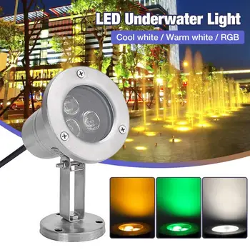 Антикоррозийный прожектор от неръждаема стомана, IP68 Водоустойчив RGB led подводна лампа за фонтан, аквариум, басейн 12