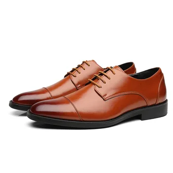 Брандираната Мъжки Официалната обувки, Кафява Модельная Дизайнерски обувки от естествена кожа, Мъжки Офис Елегантни Обувки, Мъжки Класически Oxfords Sapato