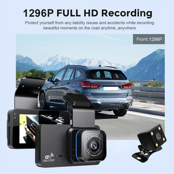Видеорекордер HD 1296P HD-Видео, Камера за задно виждане, WiFi, GPS, Черна кутия на автомобила, Двухобъективный автомобилен видеорекордер, Паркинг монитор