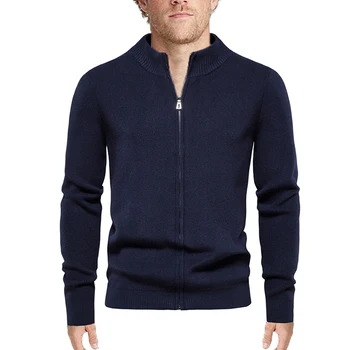 Висококачествени Дебели мъжки Пуловер от 100% памук, Марка \ ежедневни възли мъжки пуловери с висока яка с цип, Модерен мъжки палта