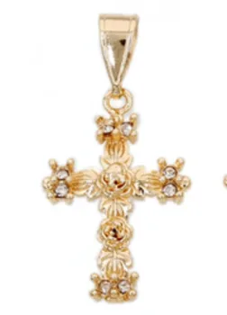 Висококачествени бижута за жени Специален дизайн на 18 карата позлатен кръст с отложено във формата на Рози