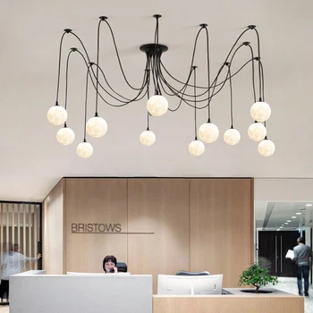 Висящи лампи Nordic Spider за офис, облекло за ресторант, осветление на магазин в хола, Подвесная полилей черен цвят