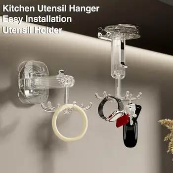 Въртящ се държач за чинии, компактен кухненски подвесная-часова Ефективна закачалка за кухненски прибори под шкаф, 360 ° за организиране на