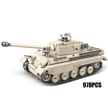 Германия на Втората световна война, модел тежък танк King Tiger, военен автомобил, градивен елемент, dr. фигурки на Втората световна война, тухлена сглобяване, играчки за момчета, подаръци