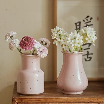 Груба керамика, ръчно изработени Цзиндэчжэнь, ретро Розова серия, бутилка за цветове за момичета, Чай масичка Zen, керамика, за поливане на цветя