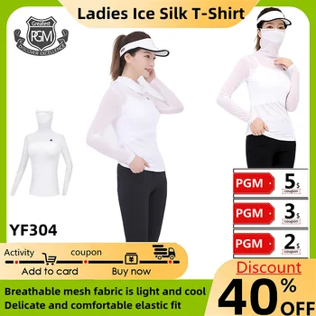 Дамска риза за голф с маски, Летни тениски, Дамски дрехи от ледената коприна, Слънцезащитен крем със защита от ултравиолетови лъчи, ультратонкая дишаща ежедневни риза
